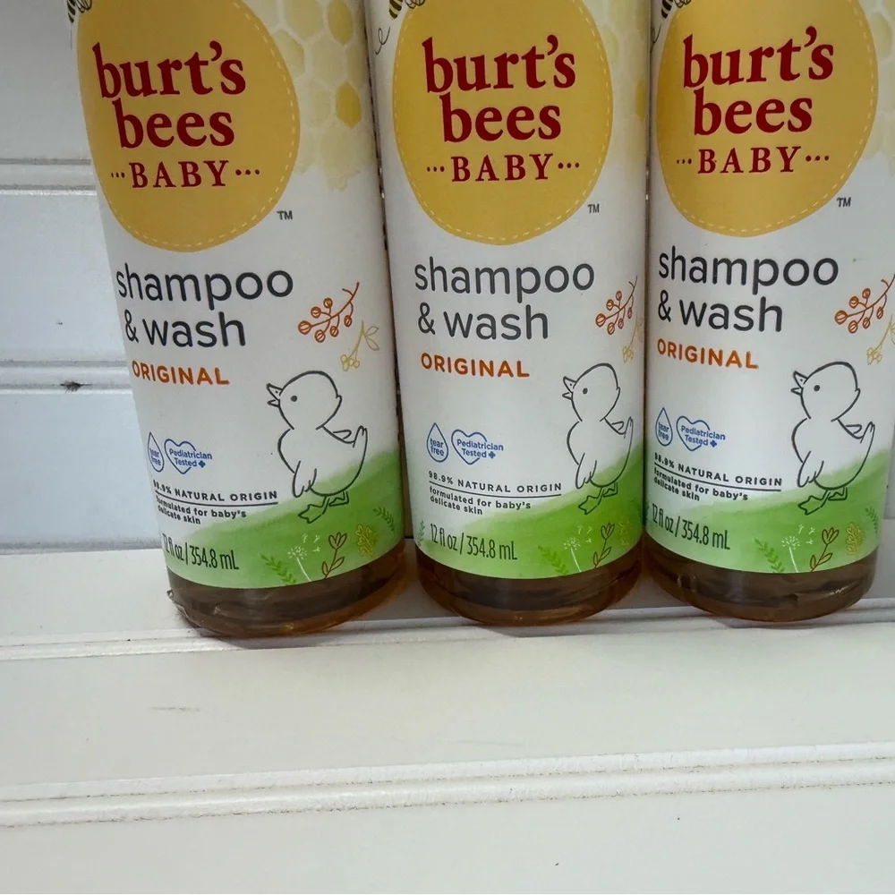 Burt's Bees Baby Shampoo and Wash Original 99% Natural 12 oz. Each X3 NEW 1572